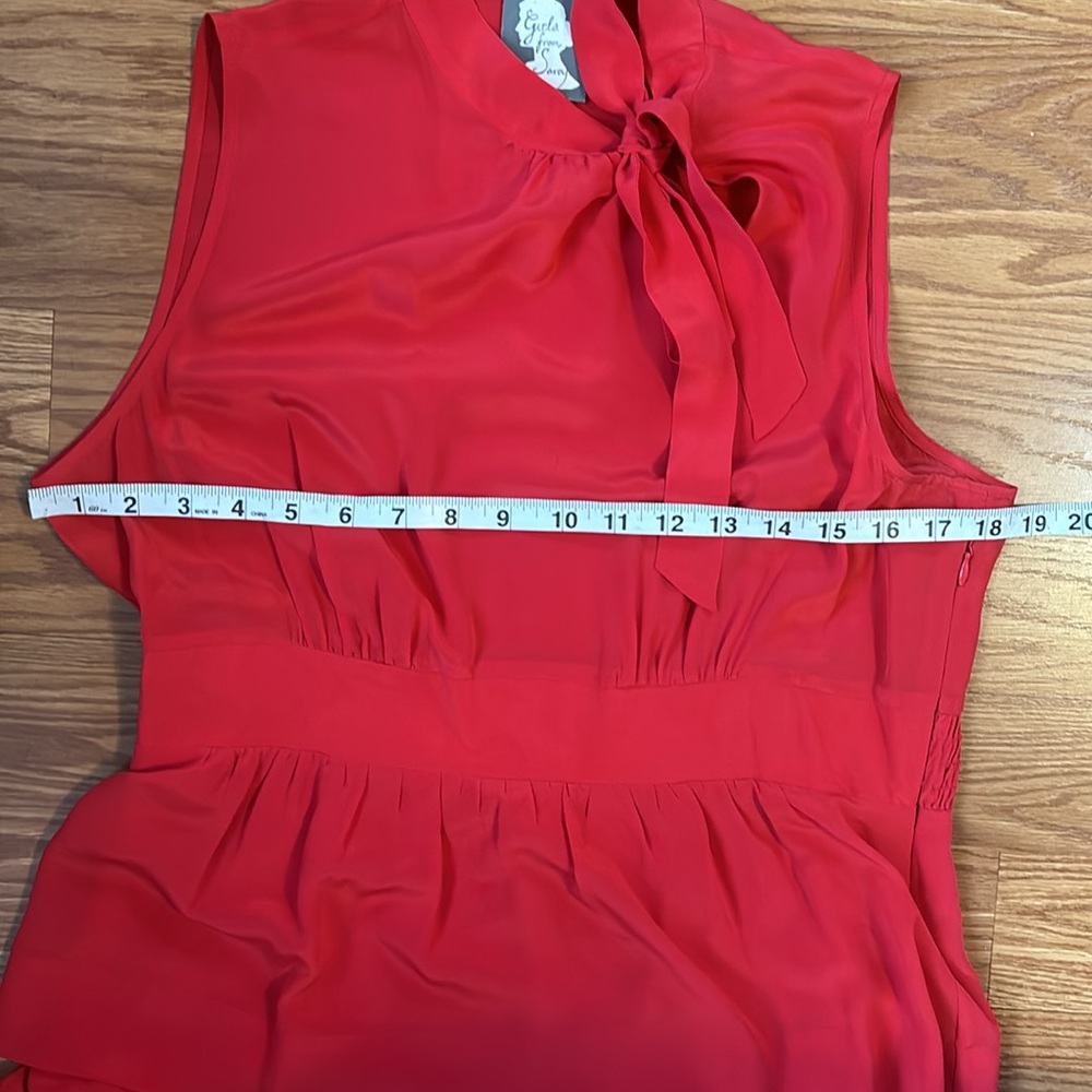Anthropologie Girls From Savoy Red Ruffled Sleeveless Silk Oska Dress Size 8 - Picture 9 of 12